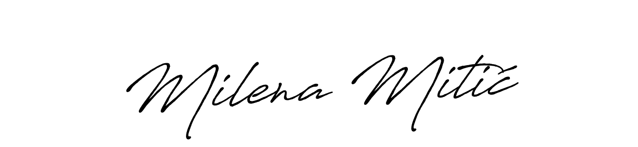 How to make Milena Mitić name signature. Use Antro_Vectra_Bolder style for creating short signs online. This is the latest handwritten sign. Milena Mitić signature style 7 images and pictures png