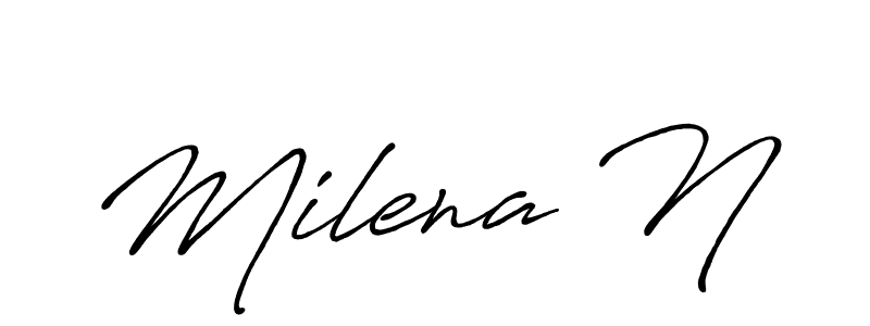 This is the best signature style for the Milena N name. Also you like these signature font (Antro_Vectra_Bolder). Mix name signature. Milena N signature style 7 images and pictures png