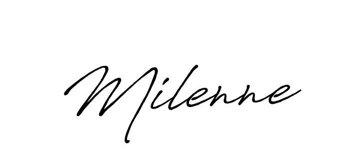 Milenne stylish signature style. Best Handwritten Sign (Antro_Vectra_Bolder) for my name. Handwritten Signature Collection Ideas for my name Milenne. Milenne signature style 7 images and pictures png
