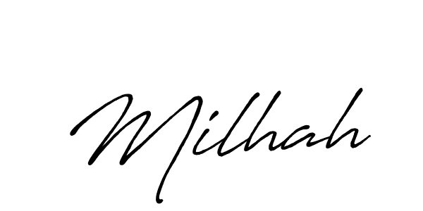 Create a beautiful signature design for name Milhah. With this signature (Antro_Vectra_Bolder) fonts, you can make a handwritten signature for free. Milhah signature style 7 images and pictures png