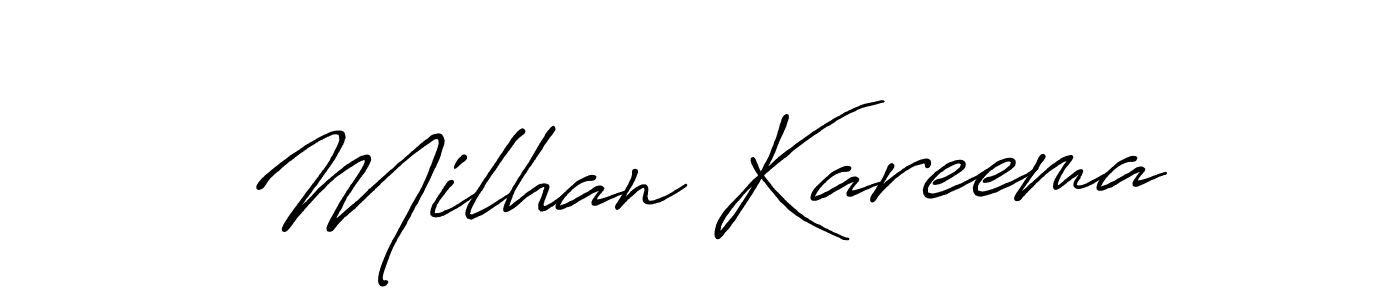 Make a short Milhan Kareema signature style. Manage your documents anywhere anytime using Antro_Vectra_Bolder. Create and add eSignatures, submit forms, share and send files easily. Milhan Kareema signature style 7 images and pictures png