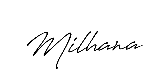 You should practise on your own different ways (Antro_Vectra_Bolder) to write your name (Milhana) in signature. don't let someone else do it for you. Milhana signature style 7 images and pictures png