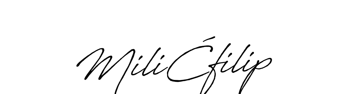 Antro_Vectra_Bolder is a professional signature style that is perfect for those who want to add a touch of class to their signature. It is also a great choice for those who want to make their signature more unique. Get MiliĆfilip name to fancy signature for free. MiliĆfilip signature style 7 images and pictures png