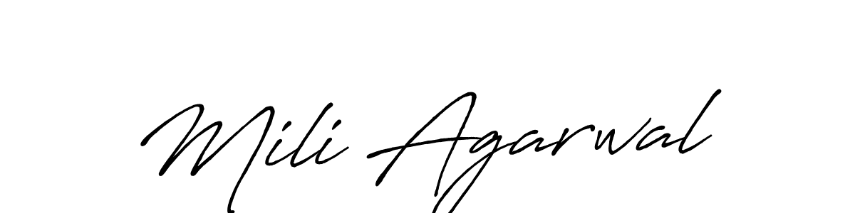 Make a short Mili Agarwal signature style. Manage your documents anywhere anytime using Antro_Vectra_Bolder. Create and add eSignatures, submit forms, share and send files easily. Mili Agarwal signature style 7 images and pictures png