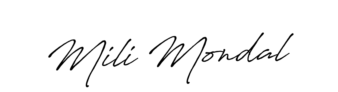 Use a signature maker to create a handwritten signature online. With this signature software, you can design (Antro_Vectra_Bolder) your own signature for name Mili Mondal. Mili Mondal signature style 7 images and pictures png