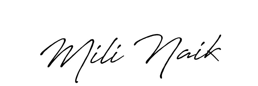 This is the best signature style for the Mili Naik name. Also you like these signature font (Antro_Vectra_Bolder). Mix name signature. Mili Naik signature style 7 images and pictures png