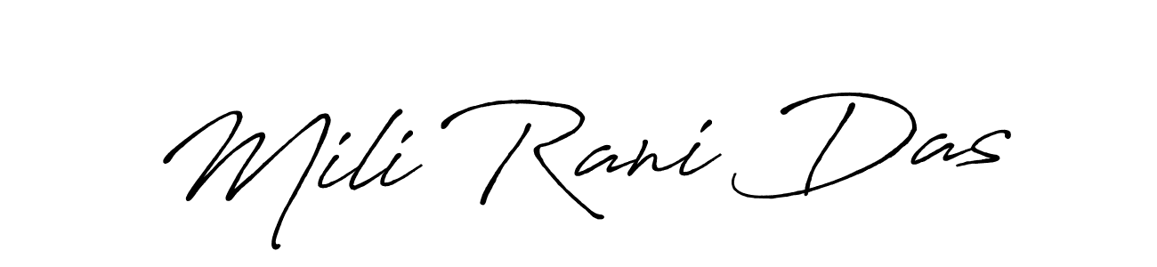 Antro_Vectra_Bolder is a professional signature style that is perfect for those who want to add a touch of class to their signature. It is also a great choice for those who want to make their signature more unique. Get Mili Rani Das name to fancy signature for free. Mili Rani Das signature style 7 images and pictures png