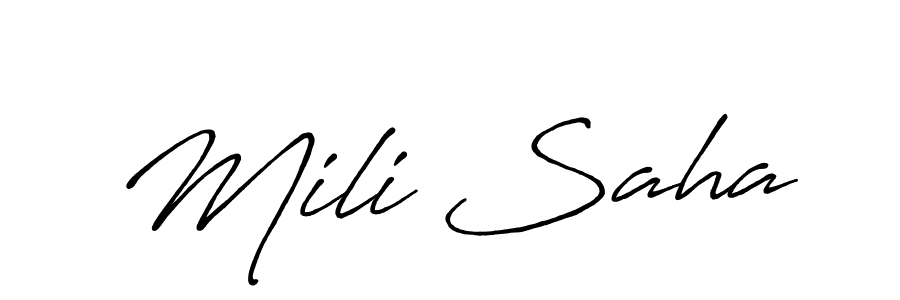 Make a beautiful signature design for name Mili Saha. With this signature (Antro_Vectra_Bolder) style, you can create a handwritten signature for free. Mili Saha signature style 7 images and pictures png