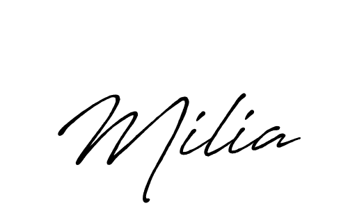 You should practise on your own different ways (Antro_Vectra_Bolder) to write your name (Milia) in signature. don't let someone else do it for you. Milia signature style 7 images and pictures png