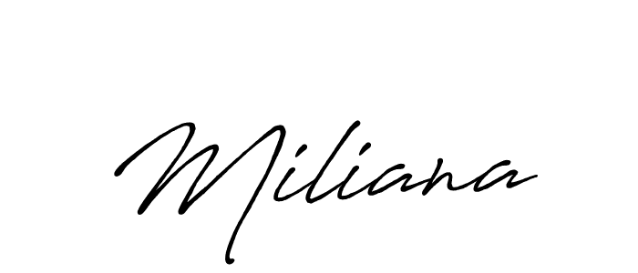 Use a signature maker to create a handwritten signature online. With this signature software, you can design (Antro_Vectra_Bolder) your own signature for name Miliana. Miliana signature style 7 images and pictures png