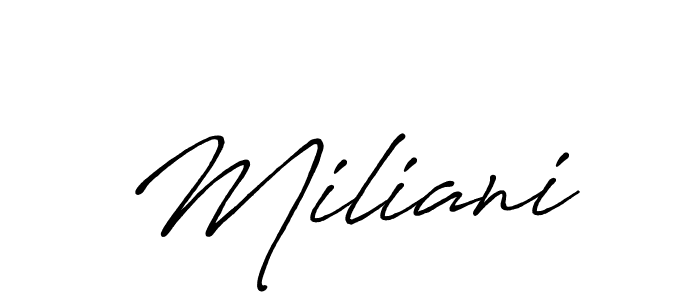 You can use this online signature creator to create a handwritten signature for the name Miliani. This is the best online autograph maker. Miliani signature style 7 images and pictures png
