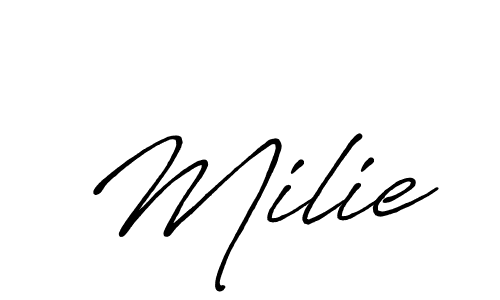 How to make Milie signature? Antro_Vectra_Bolder is a professional autograph style. Create handwritten signature for Milie name. Milie signature style 7 images and pictures png