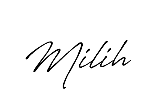 Also we have Milih name is the best signature style. Create professional handwritten signature collection using Antro_Vectra_Bolder autograph style. Milih signature style 7 images and pictures png