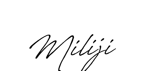 The best way (Antro_Vectra_Bolder) to make a short signature is to pick only two or three words in your name. The name Miliji include a total of six letters. For converting this name. Miliji signature style 7 images and pictures png