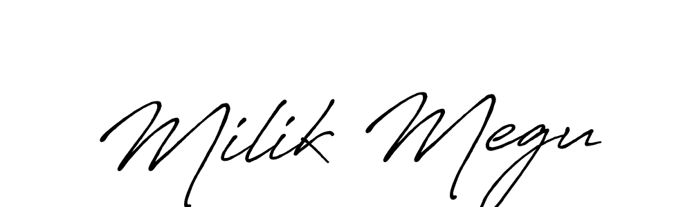 Antro_Vectra_Bolder is a professional signature style that is perfect for those who want to add a touch of class to their signature. It is also a great choice for those who want to make their signature more unique. Get Milik Megu name to fancy signature for free. Milik Megu signature style 7 images and pictures png