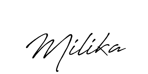 Milika stylish signature style. Best Handwritten Sign (Antro_Vectra_Bolder) for my name. Handwritten Signature Collection Ideas for my name Milika. Milika signature style 7 images and pictures png