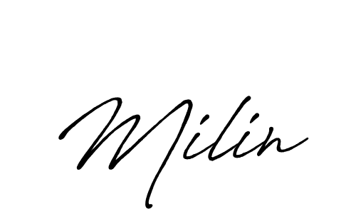 if you are searching for the best signature style for your name Milin. so please give up your signature search. here we have designed multiple signature styles  using Antro_Vectra_Bolder. Milin signature style 7 images and pictures png
