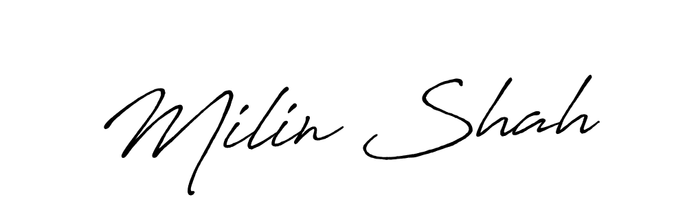 Use a signature maker to create a handwritten signature online. With this signature software, you can design (Antro_Vectra_Bolder) your own signature for name Milin Shah. Milin Shah signature style 7 images and pictures png