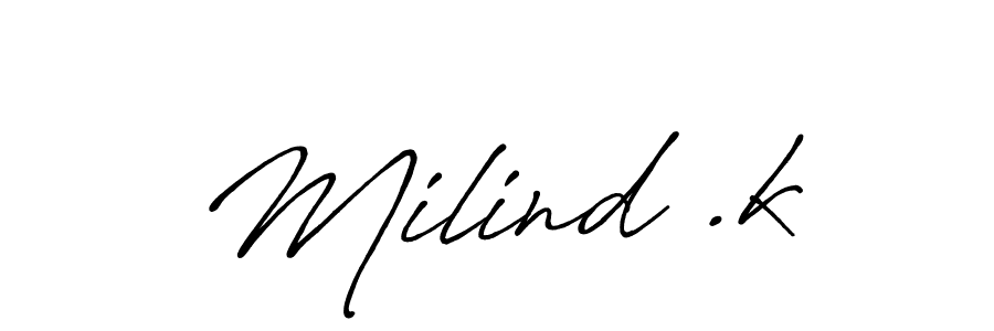 How to make Milind .k name signature. Use Antro_Vectra_Bolder style for creating short signs online. This is the latest handwritten sign. Milind .k signature style 7 images and pictures png