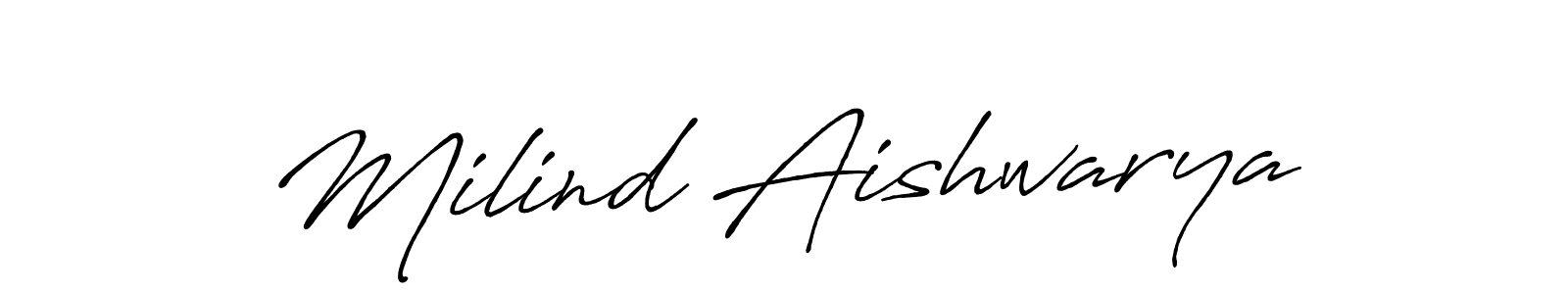 Make a beautiful signature design for name Milind Aishwarya. With this signature (Antro_Vectra_Bolder) style, you can create a handwritten signature for free. Milind Aishwarya signature style 7 images and pictures png