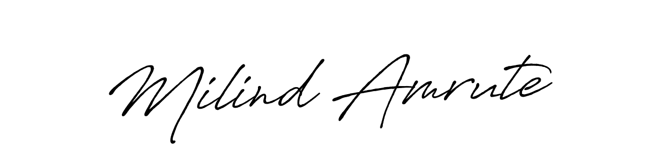 Milind Amrute stylish signature style. Best Handwritten Sign (Antro_Vectra_Bolder) for my name. Handwritten Signature Collection Ideas for my name Milind Amrute. Milind Amrute signature style 7 images and pictures png