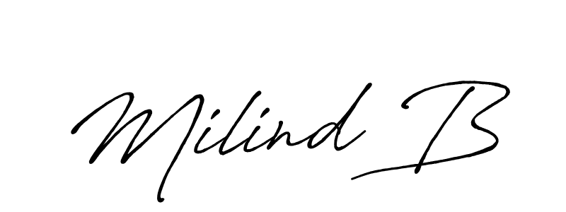 Milind B stylish signature style. Best Handwritten Sign (Antro_Vectra_Bolder) for my name. Handwritten Signature Collection Ideas for my name Milind B. Milind B signature style 7 images and pictures png