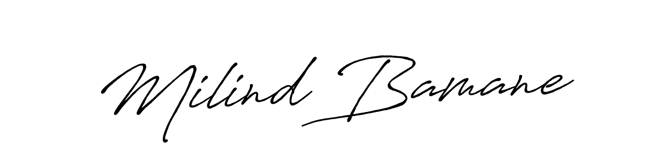 How to make Milind Bamane signature? Antro_Vectra_Bolder is a professional autograph style. Create handwritten signature for Milind Bamane name. Milind Bamane signature style 7 images and pictures png