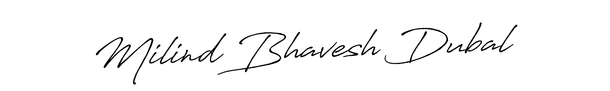 Make a beautiful signature design for name Milind Bhavesh Dubal. With this signature (Antro_Vectra_Bolder) style, you can create a handwritten signature for free. Milind Bhavesh Dubal signature style 7 images and pictures png