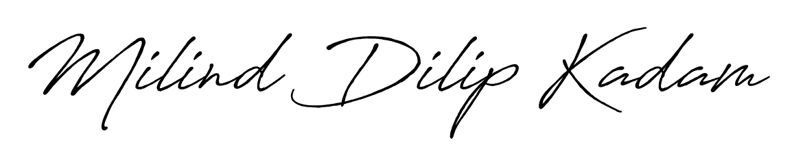 Express your personality with a custom Milind Dilip Kadam signature crafted with Antro_Vectra_Bolder typography. Free transparent PNG download available. Milind Dilip Kadam signature style 7 images and pictures png