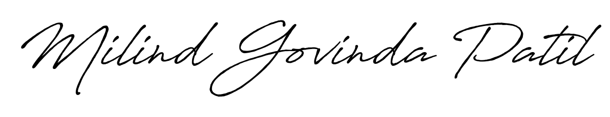 Personalize your online presence with Milind Govinda Patil signature rendered in elegant Antro_Vectra_Bolder font. Great for website footers and blogs. Milind Govinda Patil signature style 7 images and pictures png