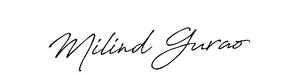 How to make Milind Gurao name signature. Use Antro_Vectra_Bolder style for creating short signs online. This is the latest handwritten sign. Milind Gurao signature style 7 images and pictures png