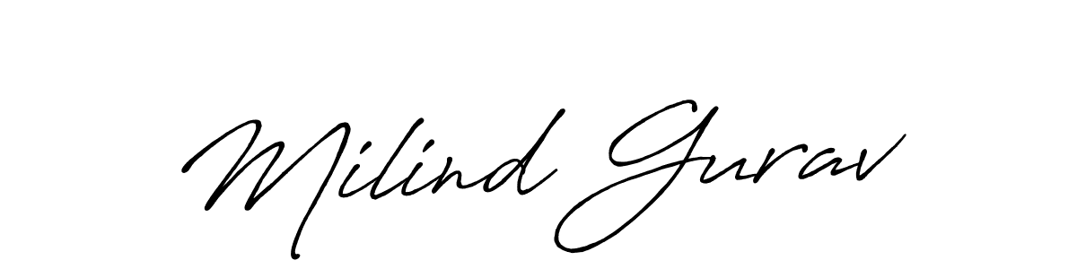 The best way (Antro_Vectra_Bolder) to make a short signature is to pick only two or three words in your name. The name Milind Gurav include a total of six letters. For converting this name. Milind Gurav signature style 7 images and pictures png