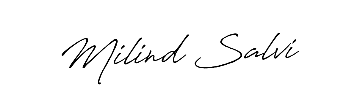 Create a beautiful signature design for name Milind Salvi. With this signature (Antro_Vectra_Bolder) fonts, you can make a handwritten signature for free. Milind Salvi signature style 7 images and pictures png