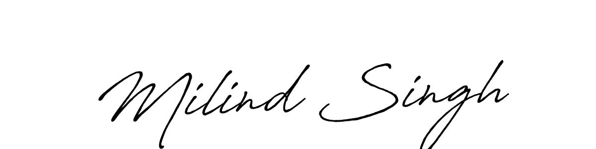Use a signature maker to create a handwritten signature online. With this signature software, you can design (Antro_Vectra_Bolder) your own signature for name Milind Singh. Milind Singh signature style 7 images and pictures png