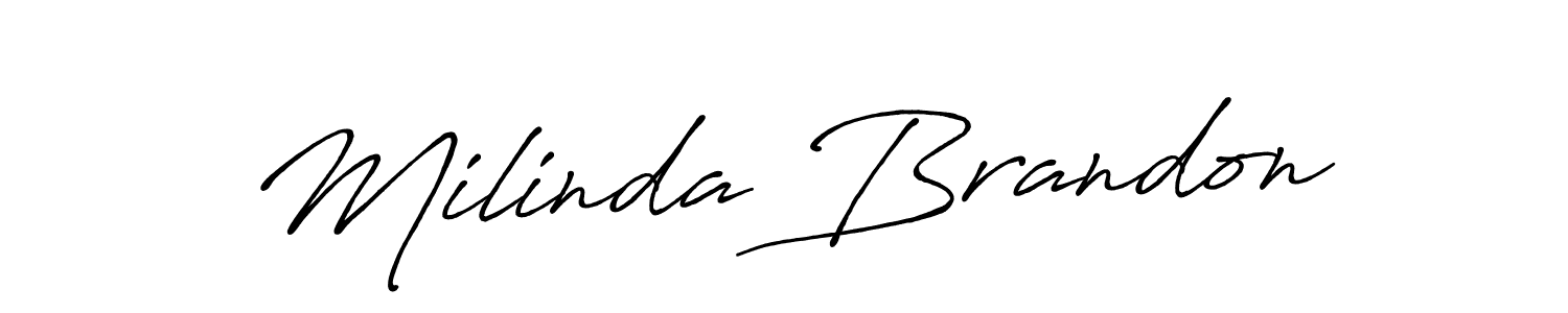 Milinda Brandon stylish signature style. Best Handwritten Sign (Antro_Vectra_Bolder) for my name. Handwritten Signature Collection Ideas for my name Milinda Brandon. Milinda Brandon signature style 7 images and pictures png