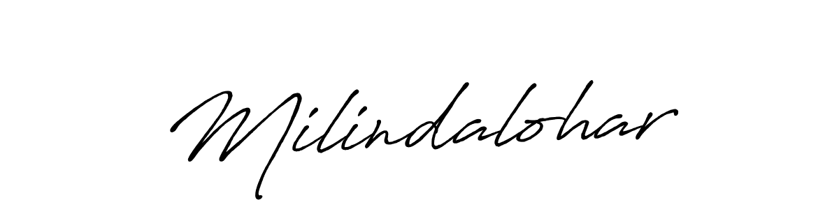 Use a signature maker to create a handwritten signature online. With this signature software, you can design (Antro_Vectra_Bolder) your own signature for name Milindalohar. Milindalohar signature style 7 images and pictures png