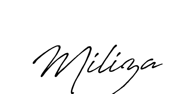 Similarly Antro_Vectra_Bolder is the best handwritten signature design. Signature creator online .You can use it as an online autograph creator for name Miliza. Miliza signature style 7 images and pictures png