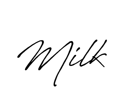 Design your own signature with our free online signature maker. With this signature software, you can create a handwritten (Antro_Vectra_Bolder) signature for name Milk. Milk signature style 7 images and pictures png