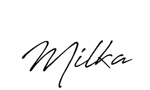 Milka stylish signature style. Best Handwritten Sign (Antro_Vectra_Bolder) for my name. Handwritten Signature Collection Ideas for my name Milka. Milka signature style 7 images and pictures png