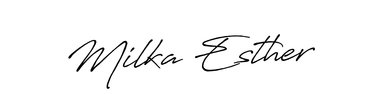 Check out images of Autograph of Milka Esther name. Actor Milka Esther Signature Style. Antro_Vectra_Bolder is a professional sign style online. Milka Esther signature style 7 images and pictures png