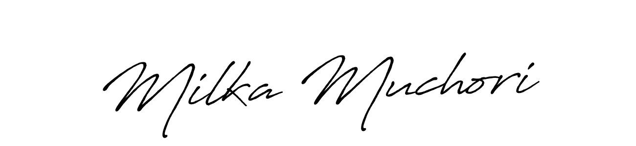 Use a signature maker to create a handwritten signature online. With this signature software, you can design (Antro_Vectra_Bolder) your own signature for name Milka Muchori. Milka Muchori signature style 7 images and pictures png