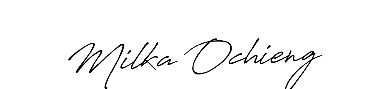 The best way (Antro_Vectra_Bolder) to make a short signature is to pick only two or three words in your name. The name Milka Ochieng include a total of six letters. For converting this name. Milka Ochieng signature style 7 images and pictures png