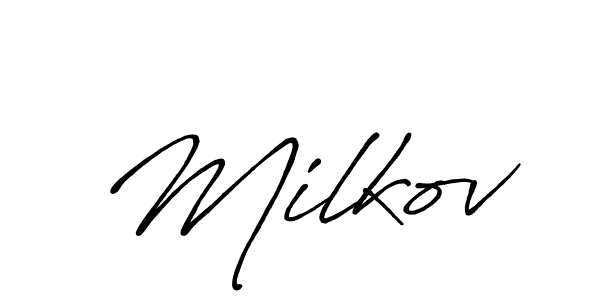 Milkov stylish signature style. Best Handwritten Sign (Antro_Vectra_Bolder) for my name. Handwritten Signature Collection Ideas for my name Milkov. Milkov signature style 7 images and pictures png