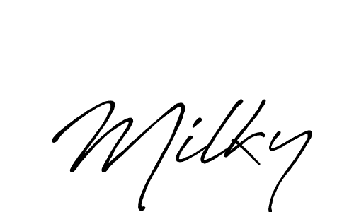 Design your own signature with our free online signature maker. With this signature software, you can create a handwritten (Antro_Vectra_Bolder) signature for name Milky. Milky signature style 7 images and pictures png