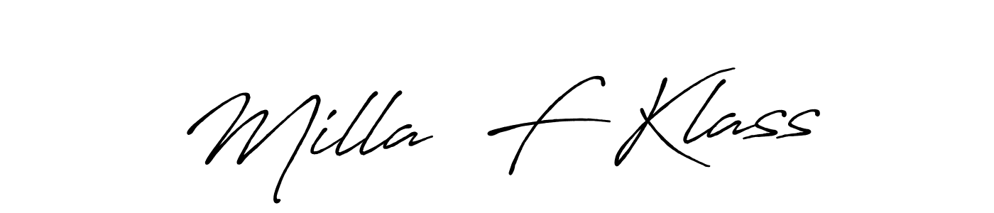 Also You can easily find your signature by using the search form. We will create Milla  F Klass name handwritten signature images for you free of cost using Antro_Vectra_Bolder sign style. Milla  F Klass signature style 7 images and pictures png