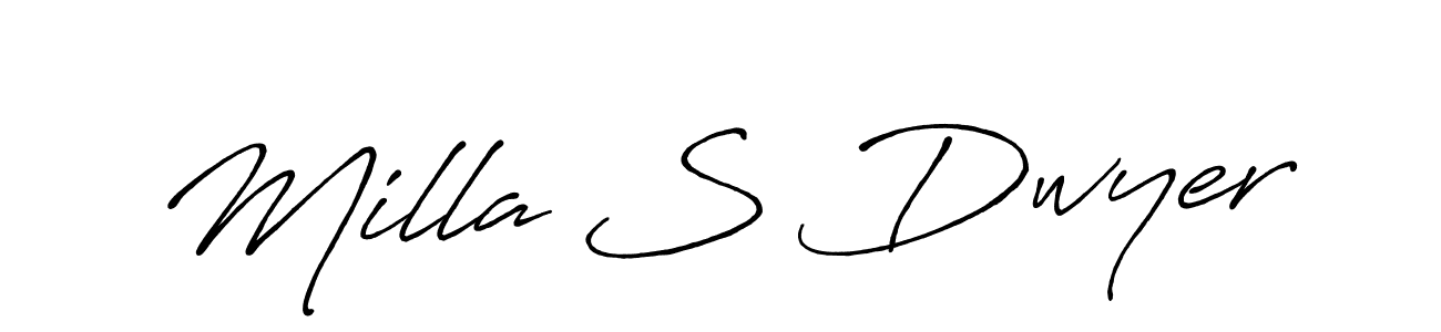 How to make Milla S Dwyer name signature. Use Antro_Vectra_Bolder style for creating short signs online. This is the latest handwritten sign. Milla S Dwyer signature style 7 images and pictures png
