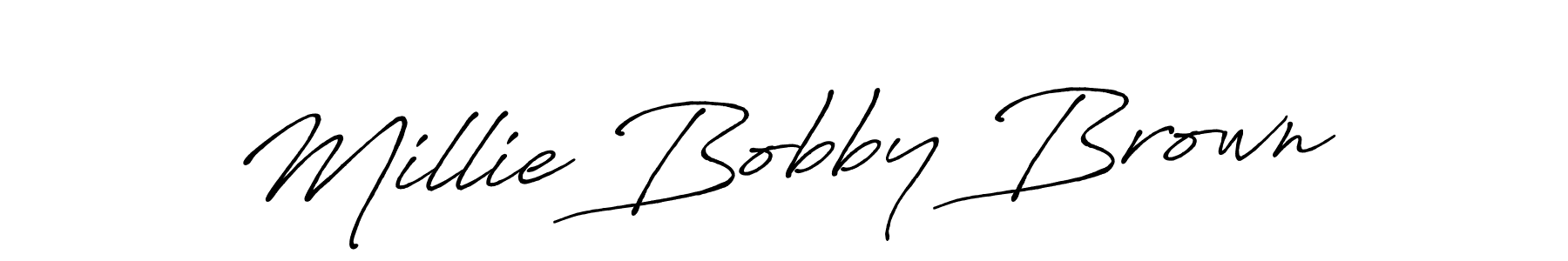 How to make Millie Bobby Brown name signature. Use Antro_Vectra_Bolder style for creating short signs online. This is the latest handwritten sign. Millie Bobby Brown signature style 7 images and pictures png