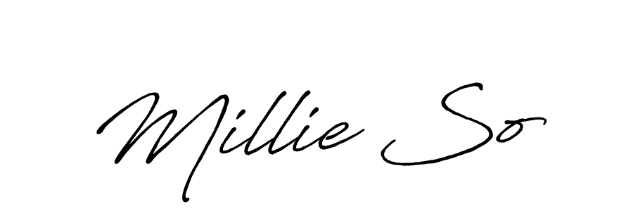 Create a beautiful signature design for name Millie So. With this signature (Antro_Vectra_Bolder) fonts, you can make a handwritten signature for free. Millie So signature style 7 images and pictures png