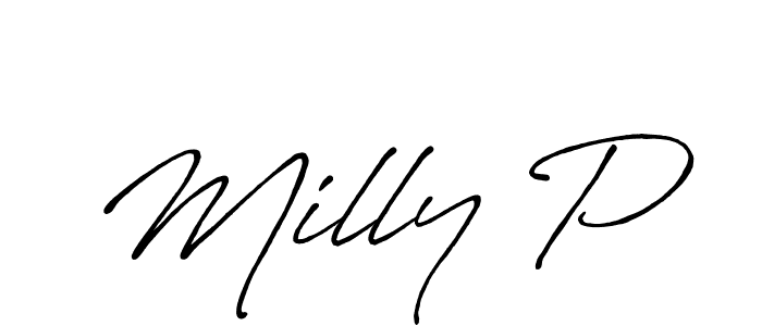 Also we have Milly P name is the best signature style. Create professional handwritten signature collection using Antro_Vectra_Bolder autograph style. Milly P signature style 7 images and pictures png