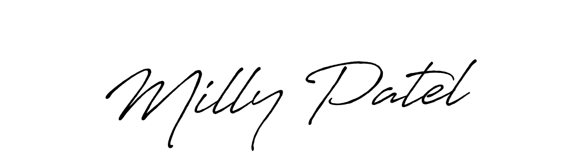 How to Draw Milly Patel signature style? Antro_Vectra_Bolder is a latest design signature styles for name Milly Patel. Milly Patel signature style 7 images and pictures png